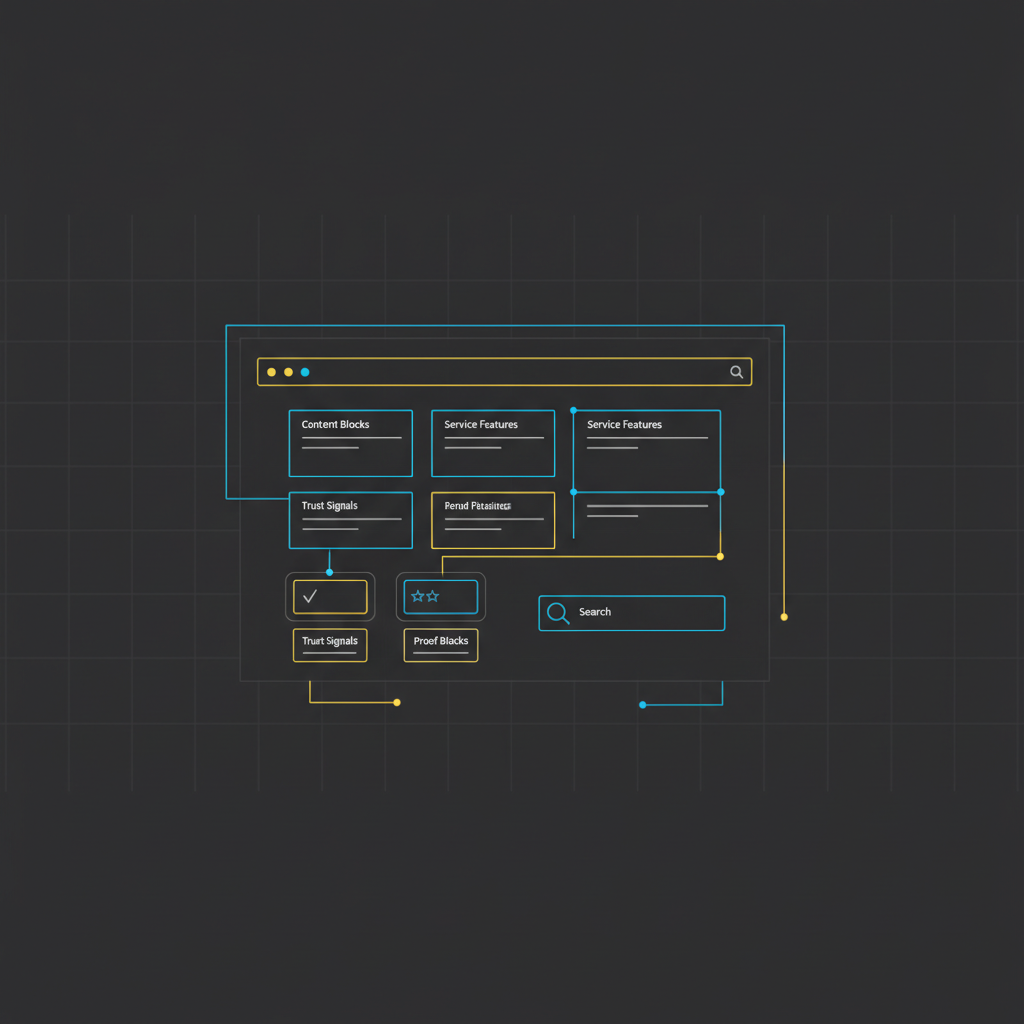 AI search ready service page layout with proof sections, structured answers, and trust signals