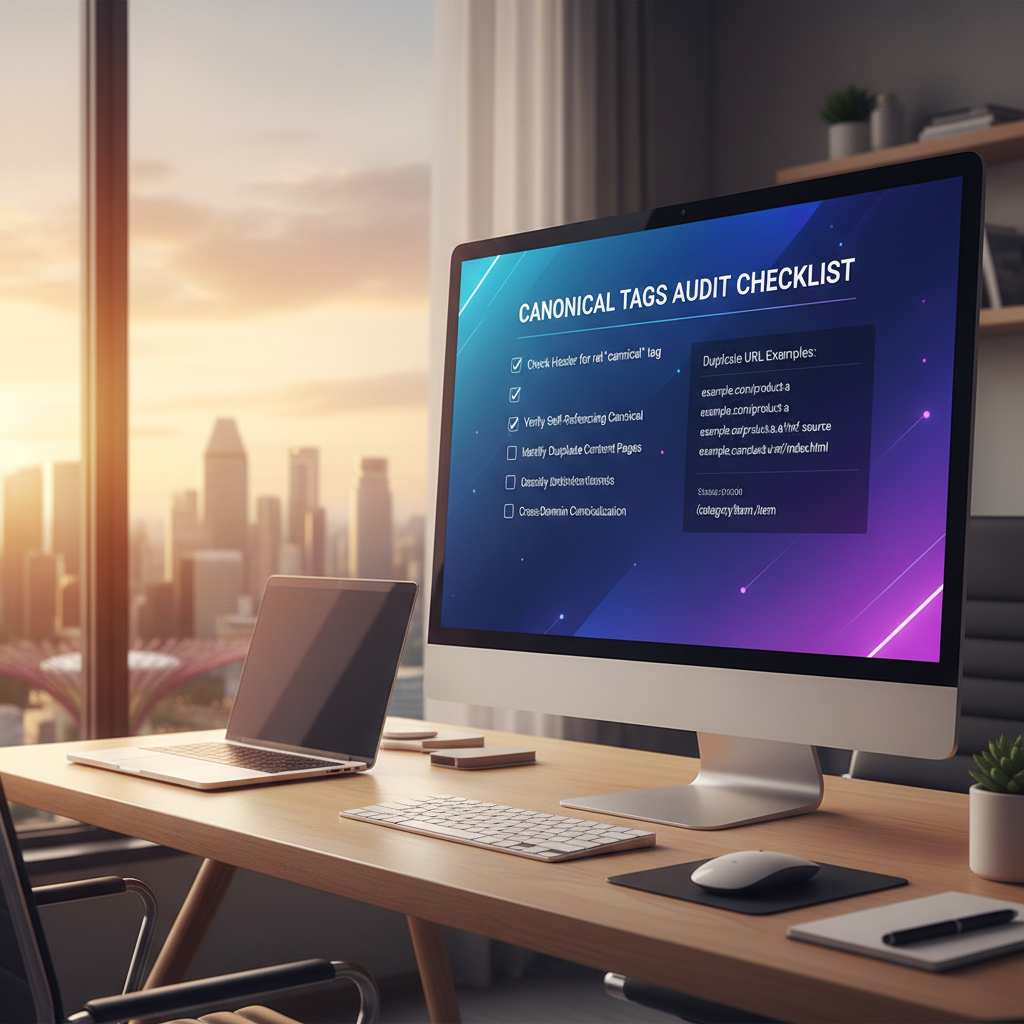 Canonical tags audit guide with duplicate URL examples and SEO checks