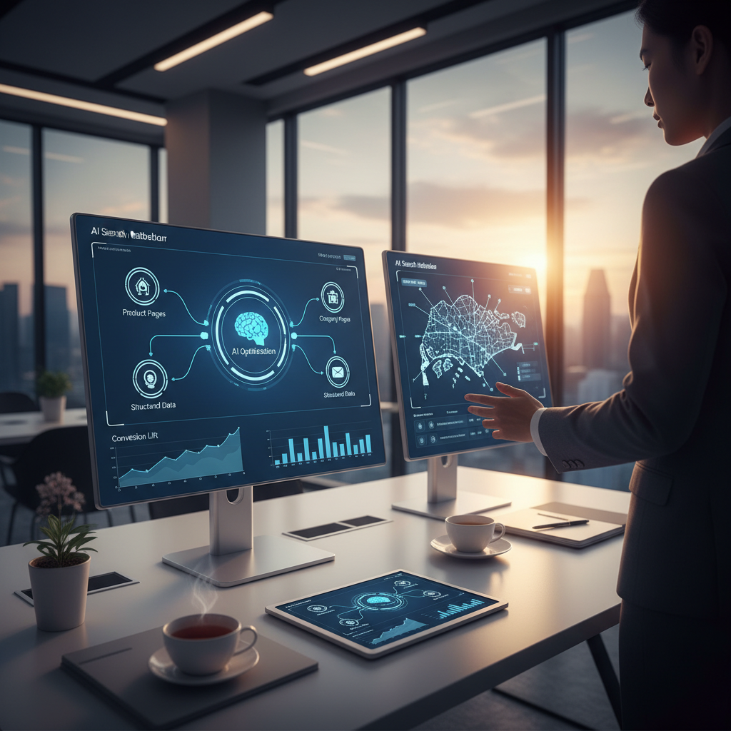 AI search dashboard for an eCommerce brand with product and category page data