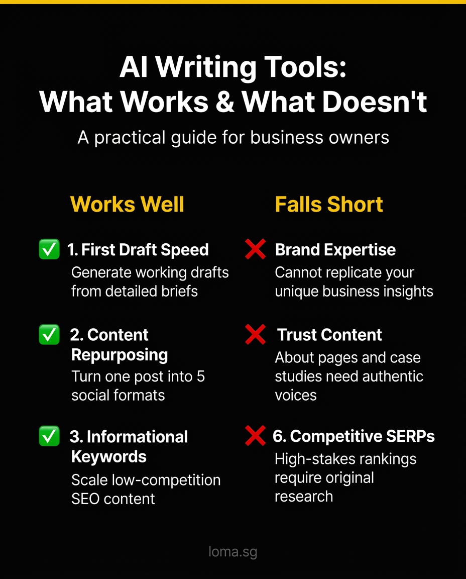 Infographic: AI Writing Tools — What Works & What Doesn't