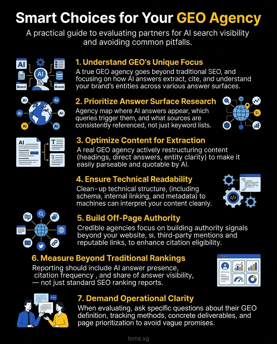 Infographic: 7 questions to ask a GEO agency